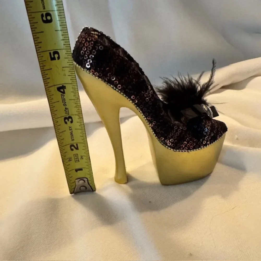 Jacki Design Leopard High Heel Ring Holder w/ side compartment - Like New w/ Box
